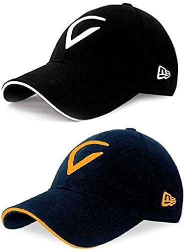 Agirav Black Cap with White and Orange Embroidery Cap