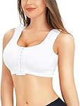 Nebility Women Front Closure Compression Bras for Post Surgery Mastectomy Support with Adjustable Straps Wirefree Sports Bras (Medium, White)