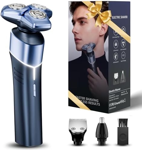 Electric Razor for Men: 3-in-1 Shaver with Hair Clipper and Nose Trimmer - 3D Floating Heads, USB-C Charging, IPX8 Waterproof - for Face, Beard, Body and Travel