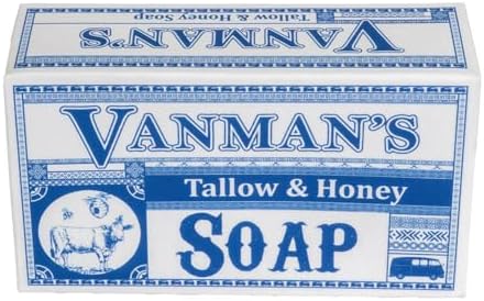 VanMan Beef Tallow and Honey Bar Soap โ Pure Grass-Fed Beef Tallow for Skin with Organic Madagascar Vanilla Beans, Raw Honey & Distilled Water, Hydrating & Nourishing, Vanilla Scent, 3.8oz - 1 Pack
