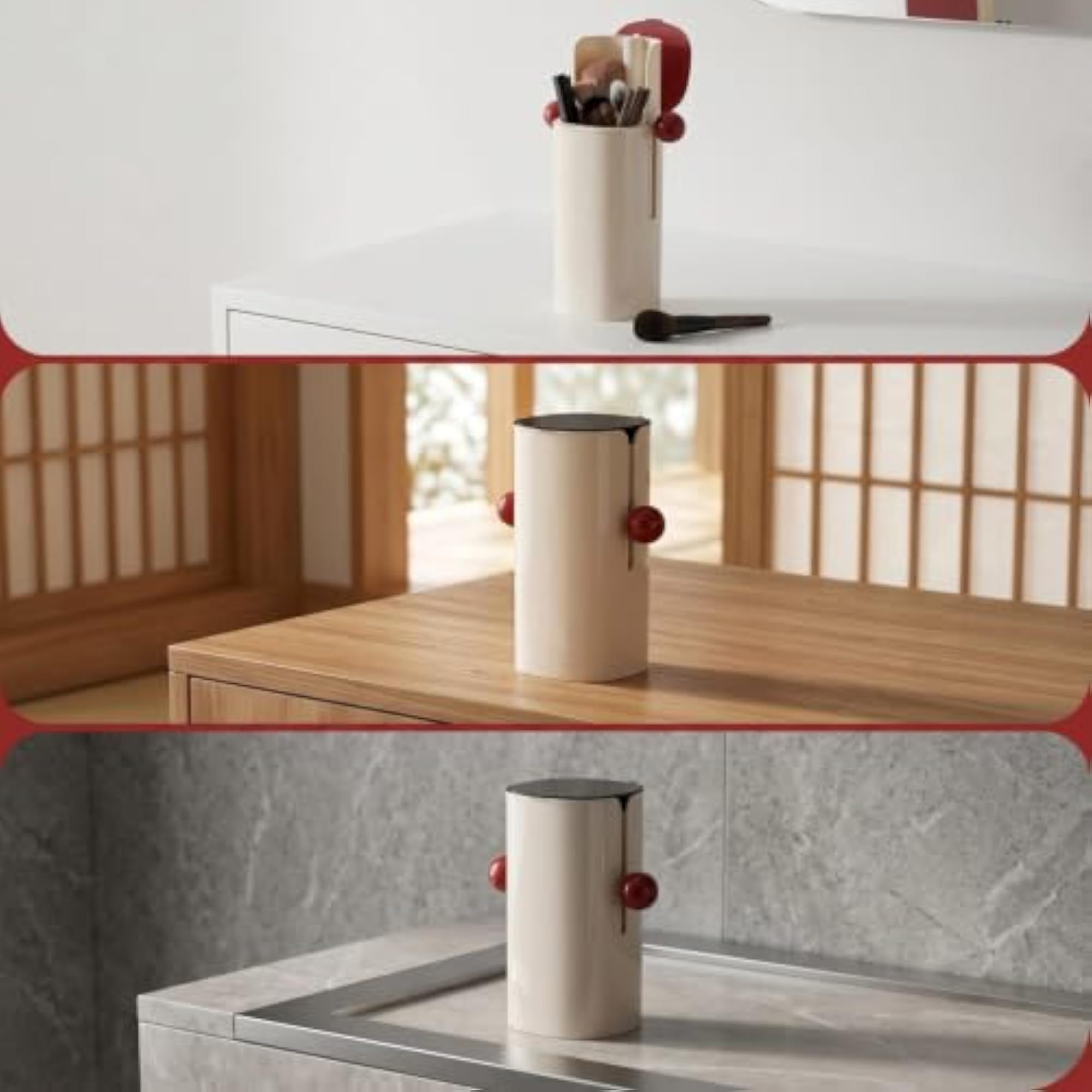 Dustproof Makeup Brush Holder with Lid, Automatic Lift-Up