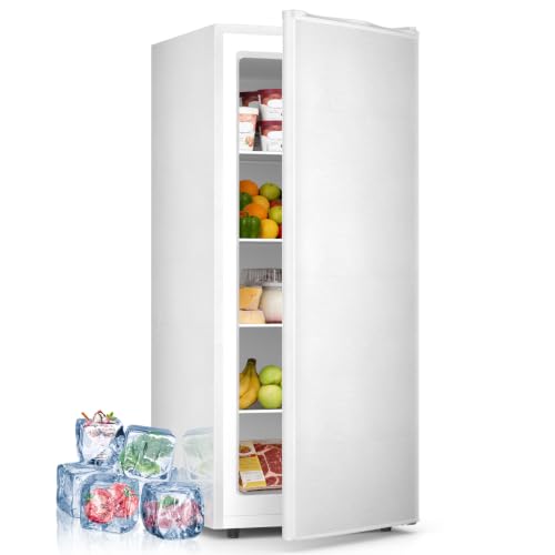 Image of Antarctic Star 6.0 Cu.Ft Upright Freezer, Compact Stand Up Freezer with 7-Temp Control, Removable Glass Shelves, Adjustable Legs & Reversible Door, for Home, Apartment, Dorm, White