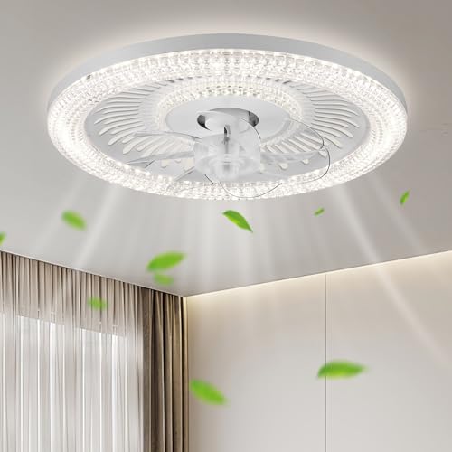 Image of Litglobe Ceiling Fans with Lights and Remote,48cm Modern Smart Ceiling Fan Lights,Quiet Fan Light with 6 Speeds,Reversible,3000K-6500K Dimmable,Timing,for Bedroom Dining Room Living Room