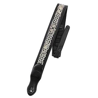 Walker And Williams KB-05-BLK Sangle de guitare rembourrée en cuir sculpté avec chaîne celtique sculptée blanche… - Les Beatles, Paul McCartney, John Lennon, RIngo Starr, George Harrison Walker And Williams KB-05-BLK Sangle de guitare rembourrée en cuir sculpté avec chaîne celtique sculptée blanche… – Image 2
