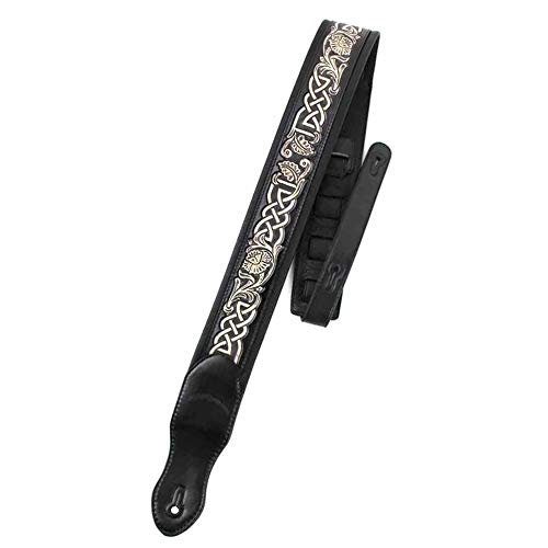 Walker And Williams KB-05-BLK Sangle de guitare rembourrée en cuir sculpté avec chaîne celtique sculptée blanche… - Les Beatles, Paul McCartney, John Lennon, RIngo Starr, George Harrison Walker And Williams KB-05-BLK Sangle de guitare rembourrée en cuir sculpté avec chaîne celtique sculptée blanche… – Image 3
