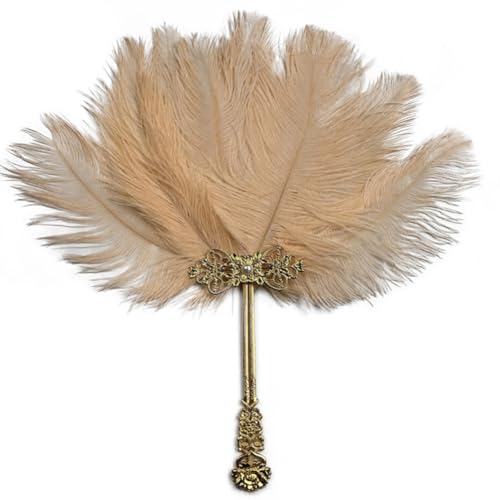 TMTGTS Fächer Feder Federfächer straußenfedern Handfächer mit Kunstperlen Feather Fan Wandfächer für Hochzeit Karnevalspartys Teeparty Weihnachten Aufführung Vintage Partys Tanzen Karnevalsfeiern
