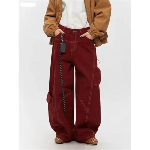 Men's High Waist Length Jeans Pockets Hip-Hop Baggy Cargo Pants Casual Y2K Grunge Street Denim Trouser2