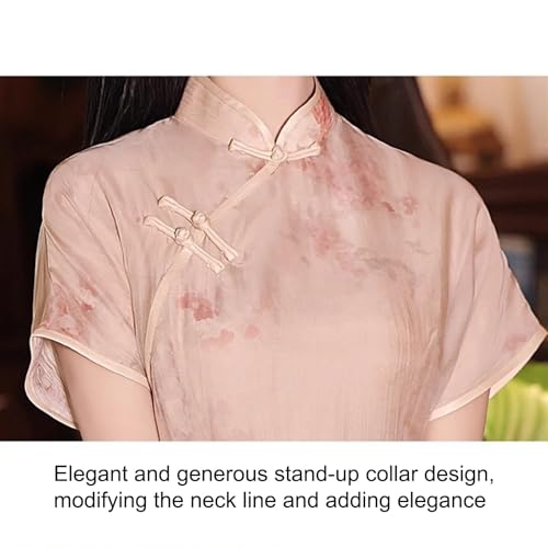 Summer Wearing Cheongsam Dresses for Women Chinese Short Sleeved Long Skirt Dress Retro Women's Classical Cheongsam Ao Dai Dress(Large)4