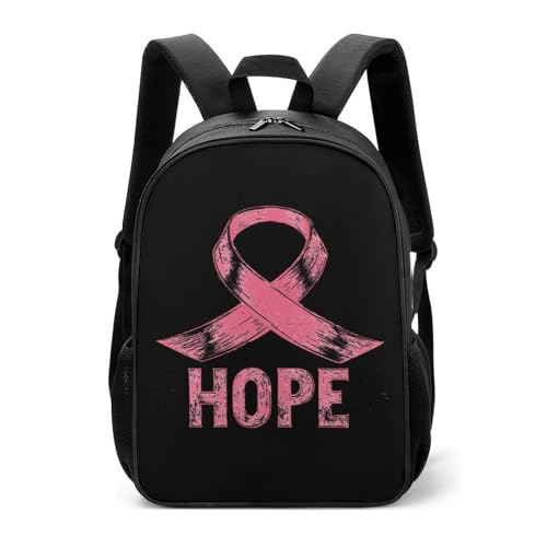 Ope Ribbon Breast Cancer Awareness Cute Backpack Large Capacity Oxford Oloth Backpacks for Women Men Traveling