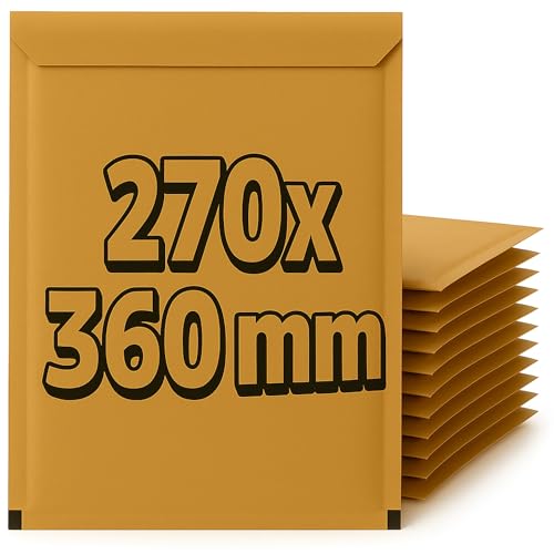 Sobres Acolchados de Burbujas, Sobres Resistentes con Burbujas, Sobres Papel Kraft, Cierre Autoadhesivo, Envuelve y Protege tus envíos, Color Marrón, Tamaño 270 x 360 mm, Pack de 100 unidades