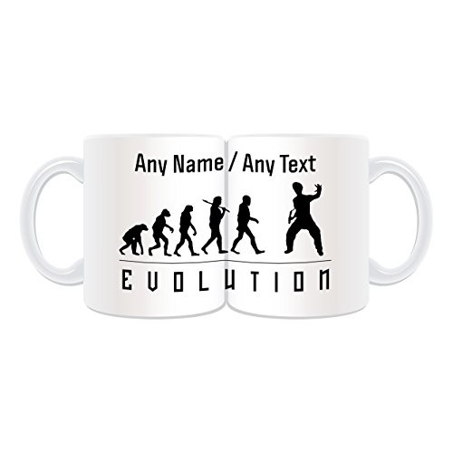 Regalo personalizado – Nunchaku taza (diseño envuelto en evolución blanco), mensaje único – Juego olímpico de jugador deportivo, entrenador Kung Fu KongFu Kun Fan Weapon Bruce Lee Chainsticks History