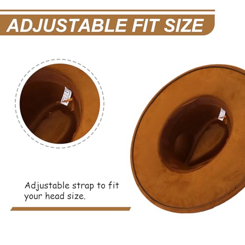 Image of Fedora Hats for Women Man with Big Wide Brim Classic Suede Panama Hat Western Outdoor hat