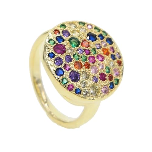 Bague géométrique ronde pour femmes et hommes style disco chic