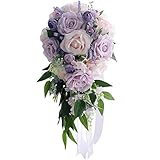 LICHENGTAI Brautstrauss Kunstblumen Künstliche Rosen Hochzeit Blumenstrauß Lila Rose Blume Seidenblumen Brautstrauß für Hochzeit Home Dekoration