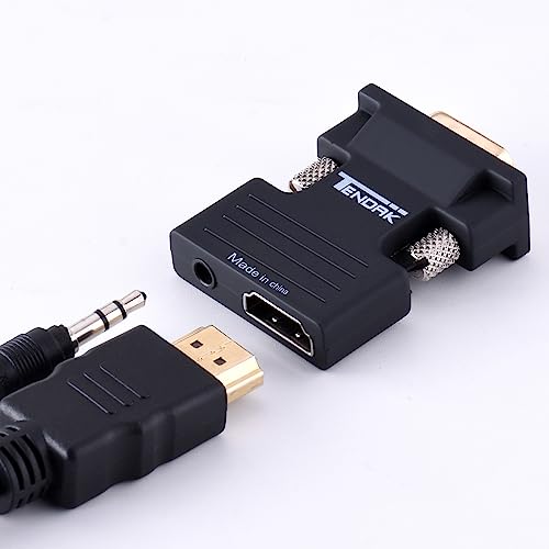 Tendak Active 1080P Female HDMI to VGA Male Converter Adapter Dongle with 3.5mm Stereo Audio portable HDMI Connector for Laptop PC Projector HDTV... - Image 4