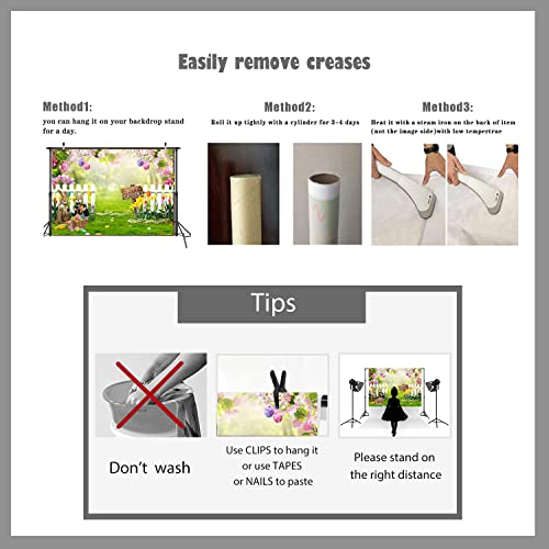 Ltlyh 7X5Ft Easter Backdrop Easter Photo Decorations Background Easter Rabbit Colorful Eggs Fence Grass Wall Decor Photography Background 172 #TOP4