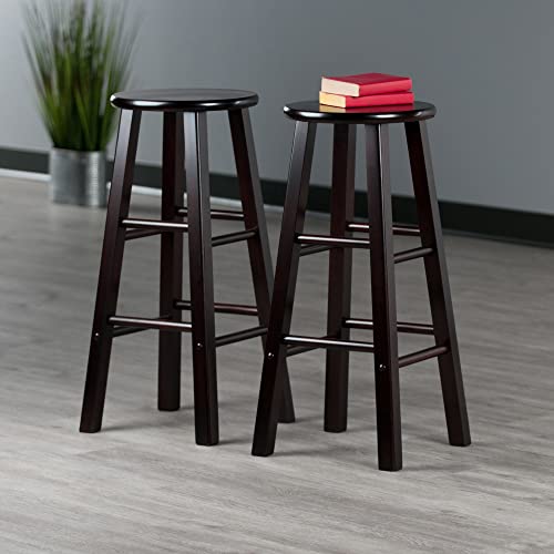 Image of Winsome Element 2-Piece Counter Stool Set, Classic Backless Bar Chairs for Kitchen & Dining Room Seating, Timeless Essential Furniture for Home, Dorm, Apartments