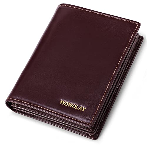 Wallet for Men Larger Capacity Genuine Leather Bifold with 16 Slots 1 ID Window RFID Blocking Pockets Small Credit Card Wallets