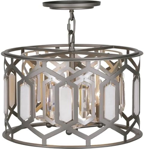 Hexly 16" W Bronze and Silver 3-Light Ceiling Light