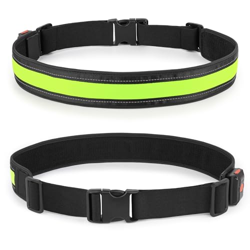 llumifun - Cinturón LED para correr, recargable por USB, con luz LED brillante, cinturón de seguridad para correr, trotar, ciclismo, camping, caminar (verde)