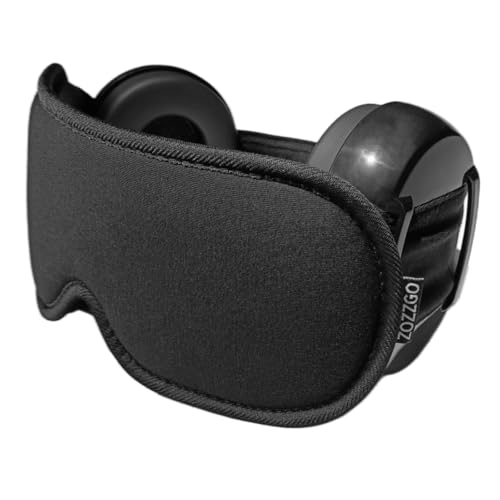 ZOZZGO Noise Reduction Ear Muffs Eye Mask for Sleeping Set Noise Cancelling Earmuffs 3D Light Blocking Sleep Mask Set Sound Proof Ear Protection Eye Cover for Night Blindfold Set Deep Sleep Set