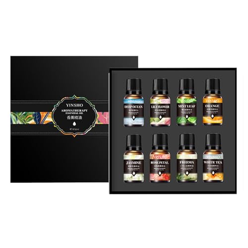 Aceites esenciales para difusor: mezclas orgánicas puras para difusores, conjunto de regalos de aceites de aromaterapia, aceites esenciales del difusor de aceite 8pcs para el cuidado del hogar, fabric