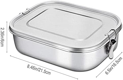 Contenitore per Il Pranzo in Acciaio Inossidabile, Bento a 3 Scomparti per Sandwich e Due Lati, Contenitore per Alimenti da 1400 ml