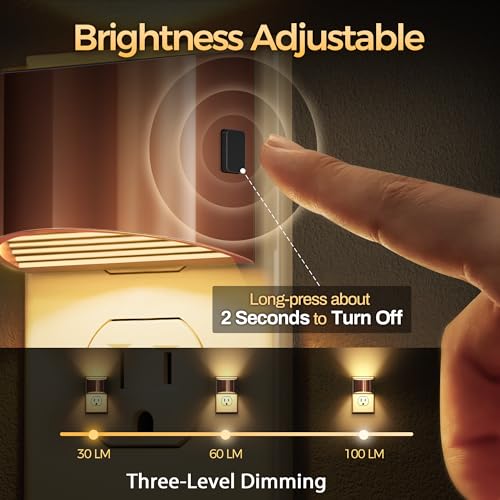 DORESshop LED Night Light[2 Pack], Night Lights Plug into Wall, 3 Level Brightness Adjustable Plug in Night Light, Dusk to Dawn Sensor Nightlights for Adults,Bedroom,Bathroom,Hallway,3000K Rose Gold by DORESshop - Image 2