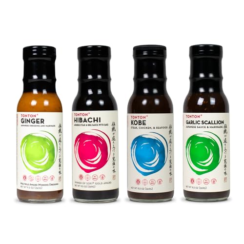 Top 4 Gift Pack containing Ginger, Hibachi, Kobe, and Garlic Scallion dressings and marinades