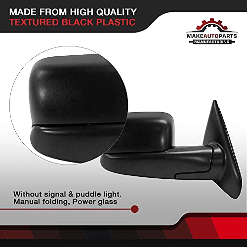 Make Auto Parts Manufacturing Set of 2 Driver and Passenger Side Door Mirrors Textured Black Power Operated Heated Manual Folding For Dodge Ram 1500/2500 / 3500 2002-2009 - CH1320228-CH1321228 - Thumbnail 4