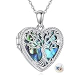 POPLYKE Collar con medallón de foto en forma de corazón personalizado para mujer, collar de medallón con imagen grabada, 18*18MM, Plata esterlina, Sin piedra preciosa