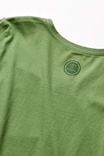 Life is Good Women's Womens Crusher V-Neck Longsleeve T-Shirt, Fresh Pine, L