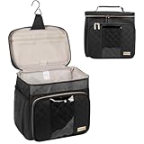 Behaesty Travel Toiletry Bag for Women, Water Resistant Portable Hanging Toiletry Bags for Traveling, College Dorm, Bathroom, Gym, Shower Caddy, Organizer for Full Sized Bottles, Toiletries (Black)