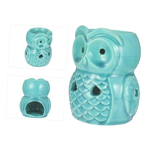 Brûleur de parfum design compact hibou bleu, grand diffuseur d'arômes céramique