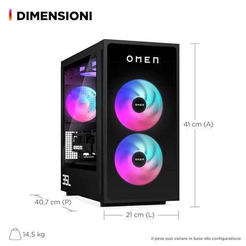 OMEN 35L GT16-1000sl, Desktop, AMD Ryzen 9 9950X, 32GB RAM, 1TB SSD, NVIDIA RTX 5070 12GB, Windows 11, Nero - Notebook - Immagine 10