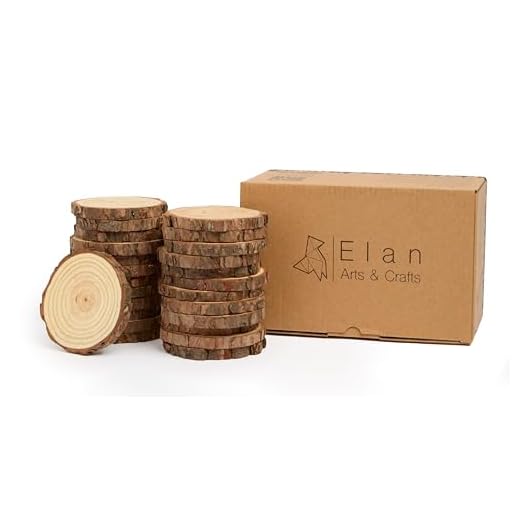 Elan Wood Slice 3.5-4INCH Diameter 25 pcs, Natural Wood Slices for Crafts, Wooden Slices for Craft, Natural Wooden Log Slices, Craft Wood, Tree Slice, Wooden Circles for Craft, Log Slice Wooden Slice