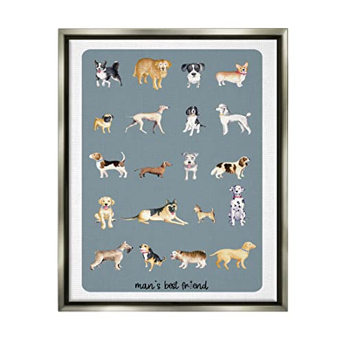 Stupell Industries Man's Best Friend Dog Breeds Floating Framed Wall Art, Design by Andi Metz