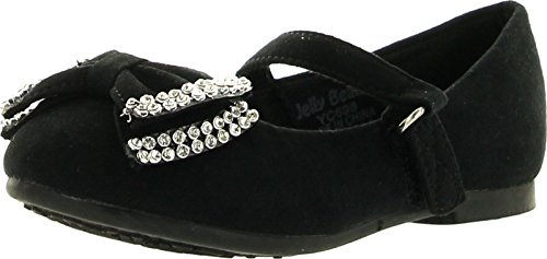 JELLYBEANS Jelly Beans Yoyoma Toddlers Little Girls Glitter Bow Ballerina Falt Shoes,Black,5