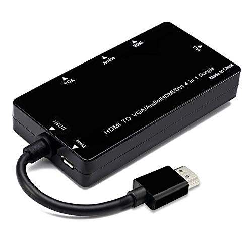4 in 1 Thunderbolt Mini Display Port to HDMI/DVI/VGA/Audio with Micro USB Port Adapter (Black)