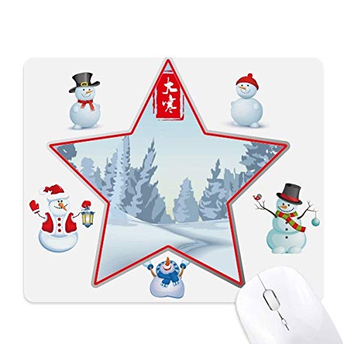 Tapis de souris tapis de bureau rond bonhomme de neige et étoile grand froid