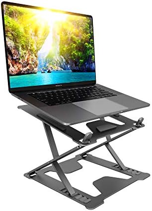 2023 Laptop Stand – Lightweight & Durable Metal Design - Aluminum Foldable Portable Computer Stand - Ergonomic Laptop Holder - Multi-Angle Notebook Riser – for All Laptops 11-17” (Space Grey)