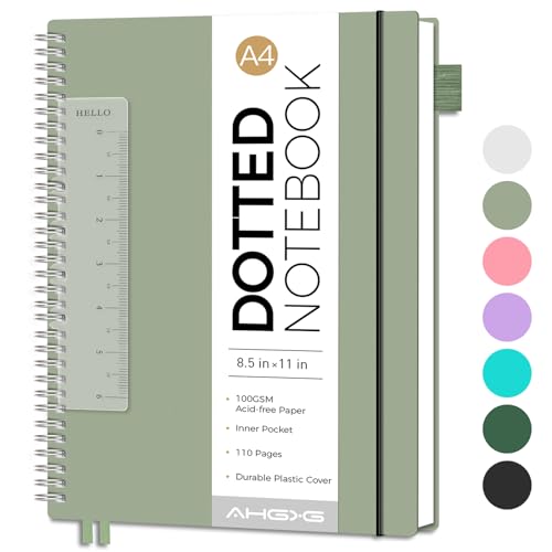 AHGXG Bullet Dotted Journal - Dot Grid Spiral Notebook 8.5'...