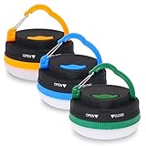 Linterna de camping 3 piezas impermeable LED para tienda de campaña con base magnética, luces de camping al aire libre, luz de tienda de campaña alimentada por pilas, pesca, emergencia