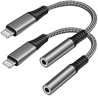 Lightning to 3.5 mm Headphone Jack Adapter[Apple MFi Certified] iPhone Headphones Adapter Lightning to Audio Jack Converter, Compatible with for iPhone/13/12/11/X/8/7, Support iOS All Systems - Grey
