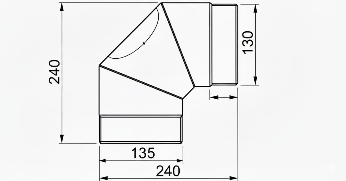 Tubo per stufa ad angolo di 90° con apertura di pulizia Ø 130 mm, tubo di scappamento ad arco da 2 mm in acciaio per stufa a legna, caminetto, nero, tubo di collegamento per camino, tubo di