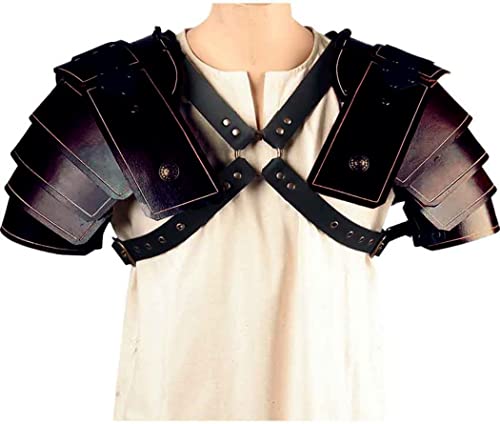 ZXKYZR8 Schulterschutz, mittelalterliches PU-Leder, Doppelschulter, mehrteilig, Stapelschultern, Schulterschutz, Halloween-Cosplay-Krieger-Rüstungskostüm Cover