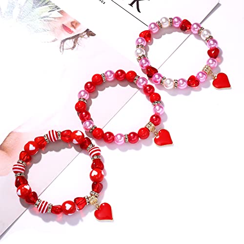 Xocartige ADB111 3Pcs Valentine’S Day Bracelets Red Heart Charms Bracelets thumb #3