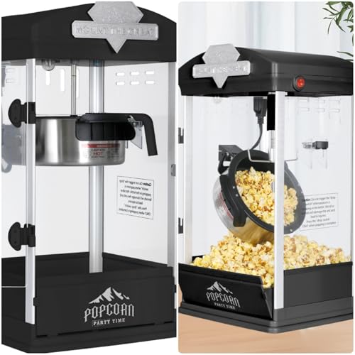 Image of Commercial Popcorn Machine, 8 Oz Portable Popcorn Makers with Warming Deck, Tabletop Pop Corn Popper with Measuring Cup and Spoon, for Home, Birthday Parties, Theater, School Events, Black