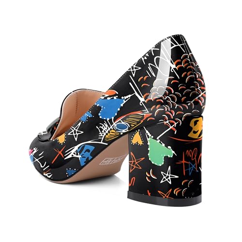 Image of Eldof Women's Pumps Block Heel Round Toe Slip On Chunky Loafer Heel Dress Shoes Pumps for Women 2.5 Inches