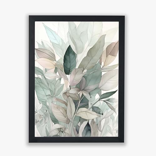Étude de feuilles vintage pastel, grand cadre élégant pour sublimer votre design d'intérieur